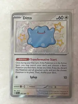 Pokemon TCG Ditto Scarlet & Violet Paldean Fates Holo Shiny Rare Card 201/091 - Image 2