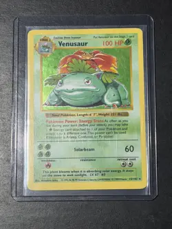 Pokemon TCG Base Set Venusaur Holo Rare Card 15/102 HP - Image 1