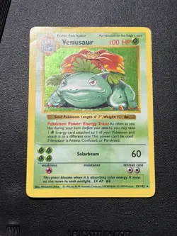 Pokemon TCG Base Set Venusaur Holo Rare Card 15/102 HP - Image 3