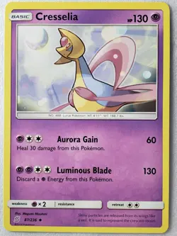 Cresselia 87/236 NM - Unified Minds Sun Moon Pokemon Card - $2 Combined Shipping - Image 1