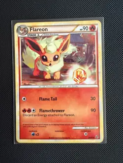 Pokemon TCG Flareon Card 26/90 Regular Uncommon HGSS Undaunted 2010 - Image 1