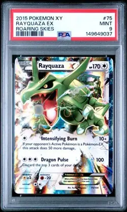 PSA 9 RAYQUAZA EX 75 ROARING SKIES XY POKEMON MINT - Image 1