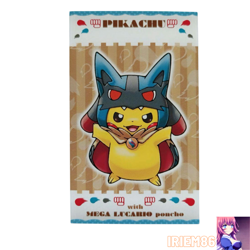 Pikachu Poncho Wearing Lucario Pokemon Card Vintage Nintendo Bandai Japan 2016 - Image 1