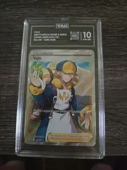 TAG 10 Pokemon Volo 151/159 Crown Zenith Full Art Trainer 2023 Gem Mimt - Image 1