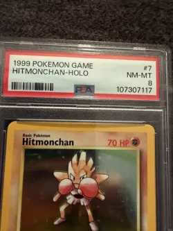 1999 Pokemon Base Set Unlimited HITMONCHAN 7/102 Holo PSA 8 - Image 4