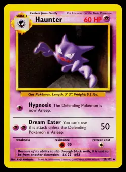 Haunter - 029/102 Uncommon Pokemon Base Set NM - Image 1