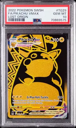 2022 POKEMON SWORD & SHIELD LOST ORIGIN #TG29 FULL ART/PIKACHU VMAX PSA 10 - Image 1