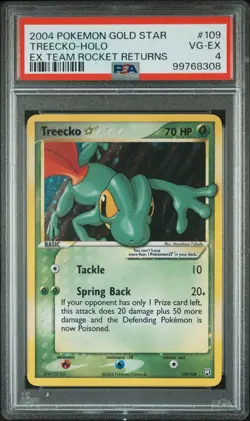 2004 POKEMON EX TEAM ROCKET RETURNS GOLD STAR #109 TREECKO-HOLO PSA 4 - Image 1