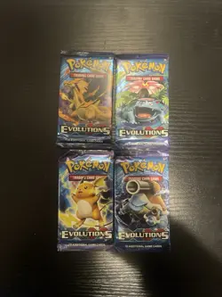 Pokemon TCG Factory Sealed Authentic Evolutions Booster Pack Artwork Set Of 4 - Image 1