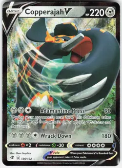 Copperajah V 136/192 Holo V Rare Rebel Clash Pokemon Near Mint - Image 1