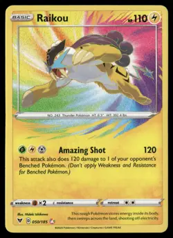 Raikou Amazing Rare SWSH04: Vivid Voltage 050/185 NM Pokemon TCG - Image 1