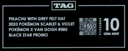2023 SVP Pokemon X Van Gogh Promo #085 Pikachu With Grey Felt Hat TAG 10 (950) - Image 3