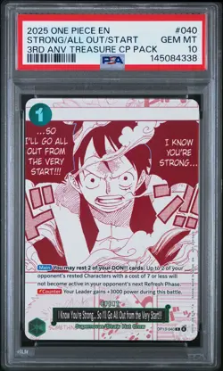 One Piece 3rd Anniversary Treasure Campaign Strong/All Out/Start OP13-040 PSA 10 - Image 1
