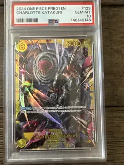 One Piece TCG Charlotte Katakuri SEC OP03-123 PRB01 English Edition PSA 10 GEM - Image 1