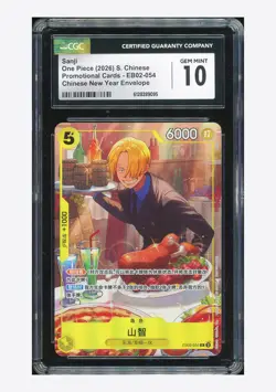 One Piece CGC 10 GEM MINT Sanji R Promo 2026 EB02-054 New Year Chinese - Image 1