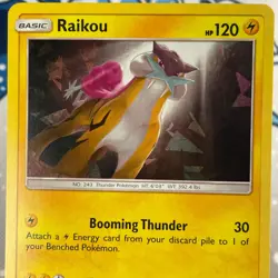Raikou 32/73 Cracked Ice Holo Promo Sun & Moon Shining Legends Pokemon Card NM - Image 2