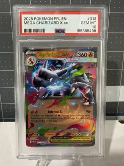 2025 POKEMON PFL EN-PHANTASMAL FLAMES #013 MEGA CHARIZARD X EX PSA 10 - Image 1