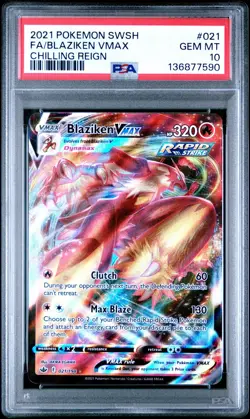 Pokemon TCG Blaziken Vmax 021/198 Chilling Reign Ultra Rare PSA 10 - Image 1