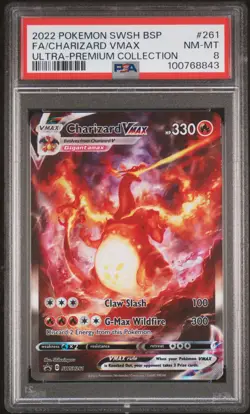2022 POKEMON SWSH BLACK STAR PROMO #261 FULL ART/CHARIZARD VMAX PSA 8 - Image 1