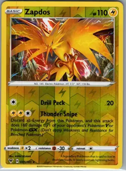 Zapdos 048/185 Reverse Holo SWSH04: Vivid Voltage - Pokemon Card - NM - Image 1