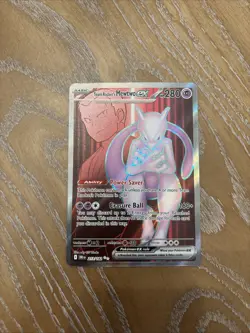 Pokemon TCG Destined Rivals Team Rockets Mewtwo EX Full Art Card 213/182 - Image 1