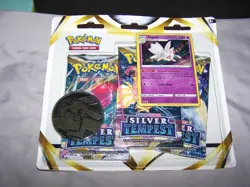 POKEMON SILVER TEMPEST 3 BOOSTER PACK WITH COIN AND PROMO CARD - Image 1