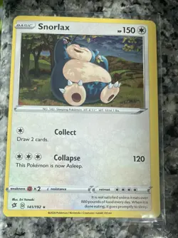 Pokemon Snorlax Rebel Clash 141/192 Promo Cosmos Holo Ships In Top Loader NM/M - Image 1