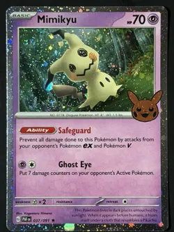 Mimikyu 037/091 Holo Holo Rare Trick or Trade BOOster 2024 Pokemon NM - Image 2