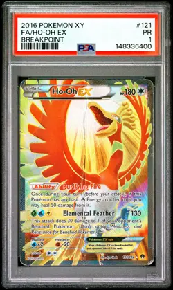 2016 POKEMON XY BREAKPOINT #121 FULL ART/HO-OH EX PSA 1 - Image 1