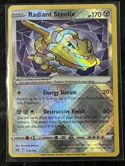 Pokemon TCG Radiant Steelix 124/196 Ultra Rare Lost Origin NM Condition - Image 1