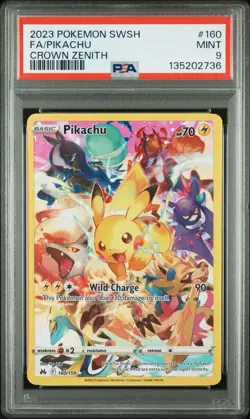 2023 POKEMON SWORD & SHIELD CROWN ZENITH #160 FULL ART/PIKACHU PSA 9 - Image 1