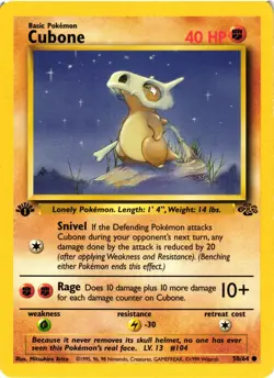 Pokemon TCG Cubone 50/64 Jungle 1st Edition Regular Common LP - Image 1