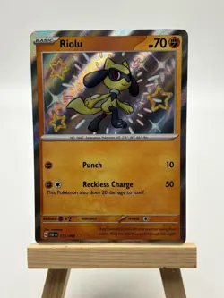 Pokemon TCG Riolu 173/091 Baby Shiny Paldean Fates Holo - Image 1