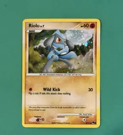 2007 Pokemon Riolu Holo Pop Series 6 8/17 With Swirl EX-EXMT - Image 1