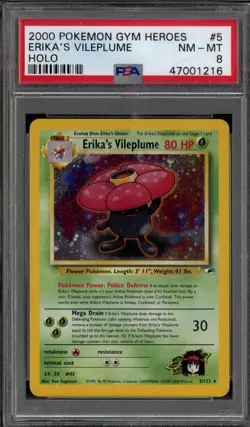 Pokemon Gym Heroes Erika's Vileplume 5/132 PSA 8 - Image 1