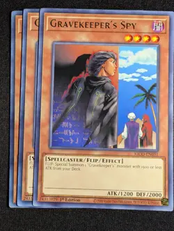 Yugioh - 3x Gravekeeper's Spy KICO-EN031 1st Edition Rare NM - Image 1