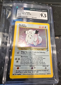 CGC 9.5 MINT+ Clefairy 1999 Base Set 5/102 Holo Pokemon Card psa - Image 1