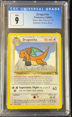 CGC 9 Dragonite 1999 Black Star Promo 5 WB Movie Promo Pokemon Card - Image 1
