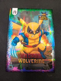 Deadpool Wolverine (Pikachu) #196 - Galaxy Holo Electric Pikachu Cosplay Pokemon - Image 1