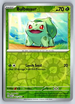 BULBASAUR 001/165 COMMON 151 POKEMON REVERSE HOLO NM - Image 1