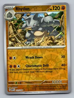 RHYDON 112/165 UNCOMMON 151 POKEMON REVERSE HOLO NM - Image 1