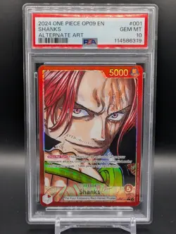 One Piece TCG English Shanks Alt Art Leader OP09-001 - PSA 10- 6319 - Image 1