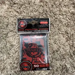 Red Chaotic Ultra-Pro Deck Protector Card Sleeves with Security Strip 50-Count - Image 1