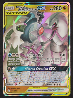 2019 Arceus Dialga & Palkia GX 156/236 Tag Team Cosmic Eclipse Pokemon TCG Card - Image 1