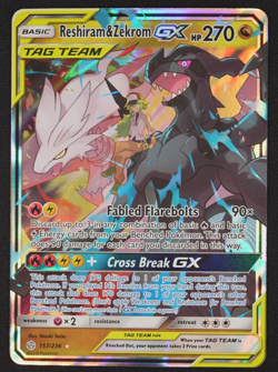 2019 Reshiram & Zekrom GX 157/236 Tag Team Cosmic Eclipse Pokemon TCG Card - Image 1