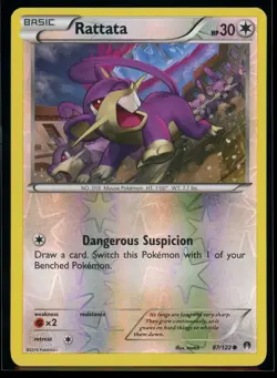 2016 XY - BREAKpoint Rattata Reverse Holo Pokemon Card #87 - Image 1