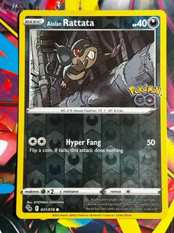 Pokemon GO Alolan Rattata #041/078 Reverse Holo Pokemon Card NM - Image 1