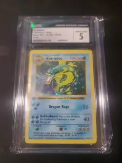 Pokemon TCG Gyarados Holo Rare Card Base Set 6/102 1st Edition 1999 CGC 5 - Image 1