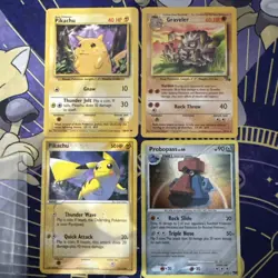 Pokemon Card Lot Of 4 Vintage Cards (Base Set Pikachu, Pop 8 Probopass And More) - Image 1