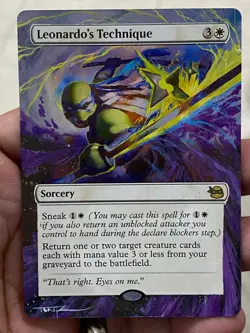 Leonardo's Technique Teenage Mutant Ninja Turtles Hand Painted Altered Art Tentz - Image 1
